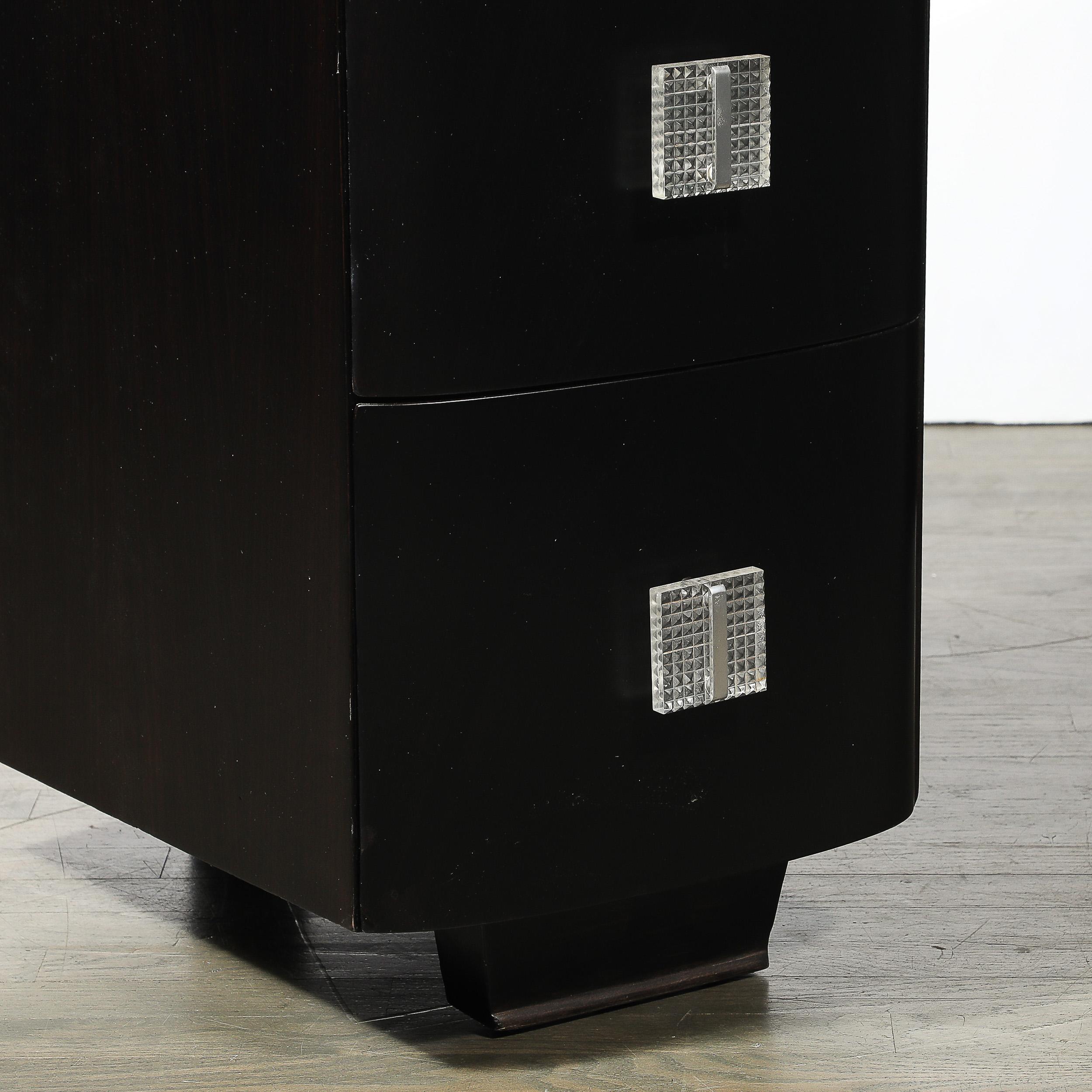 Art Deco Ebonized Walnut Vanity Desk W/Molded Lucite Pulls For Sale 10