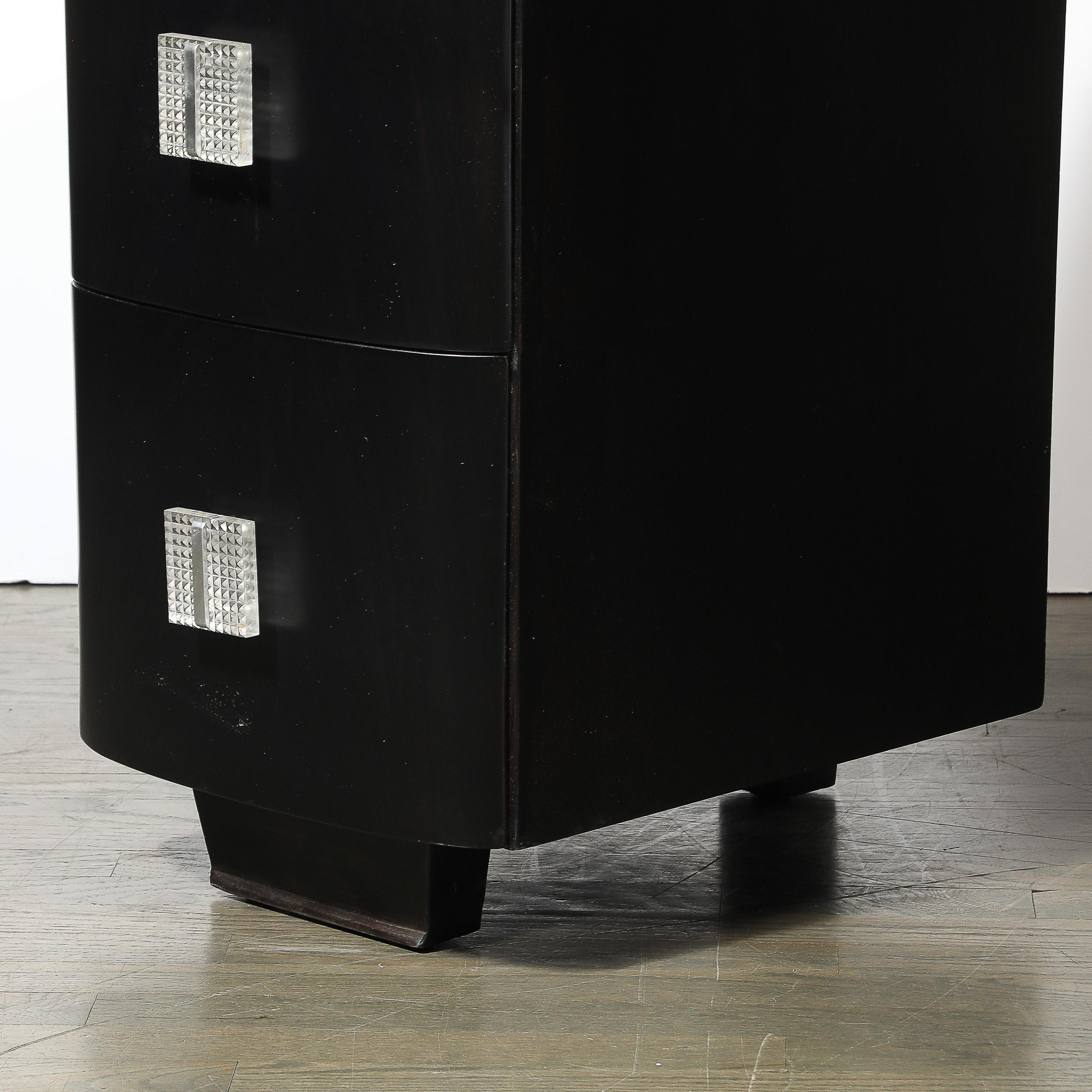 Art Deco Ebonized Walnut Vanity Desk W/Molded Lucite Pulls For Sale 4