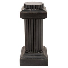 Used Art Deco Ebonized Wood Column Pedestal Stand