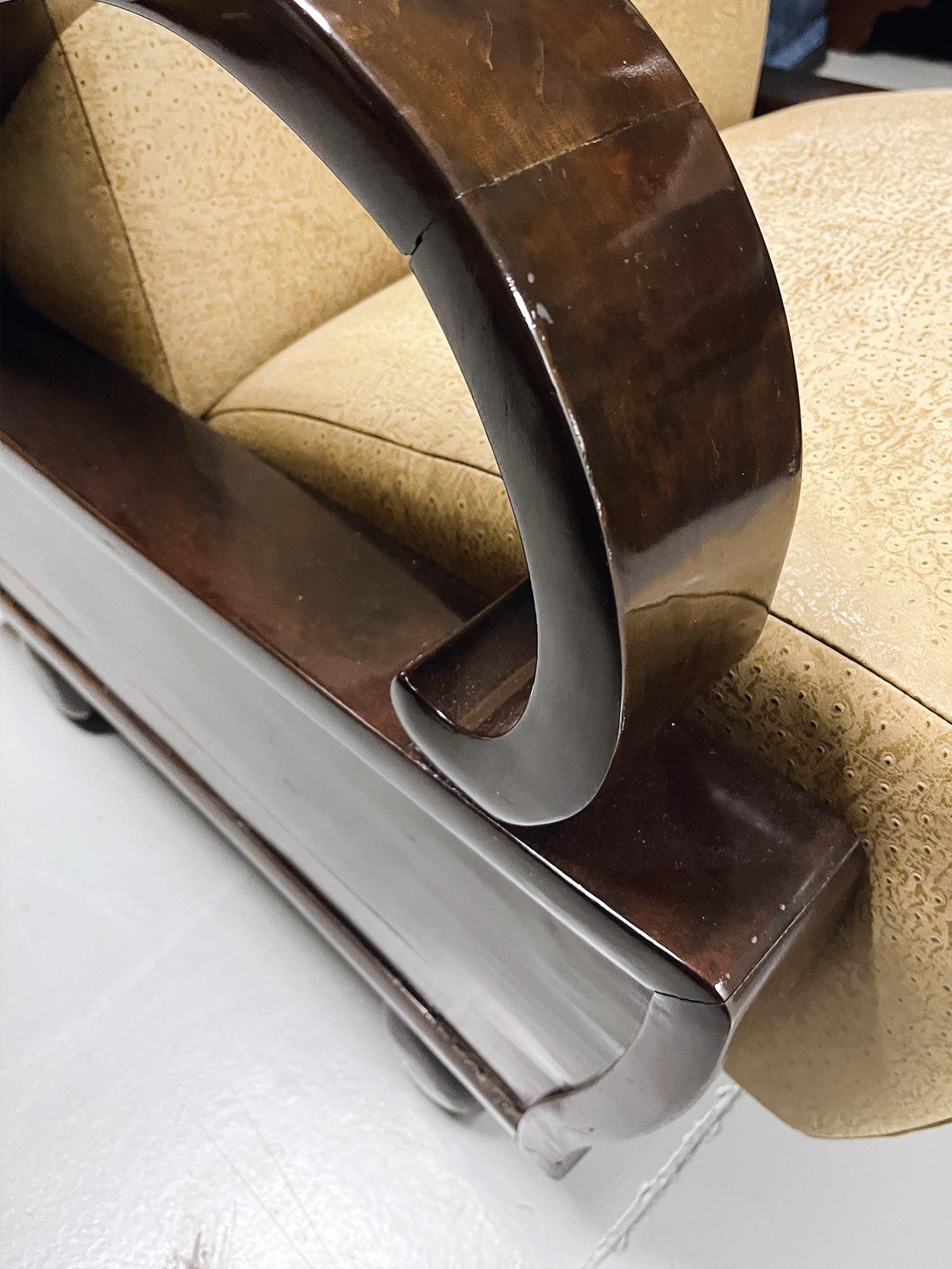 Paire de fauteuils club en bois d'ébène Art Déco en vente 9