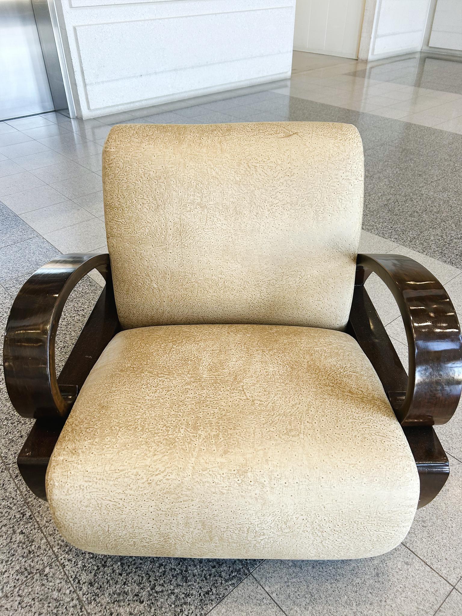 Sedie da club in legno di ebano Art Deco - Una coppia in vendita 1