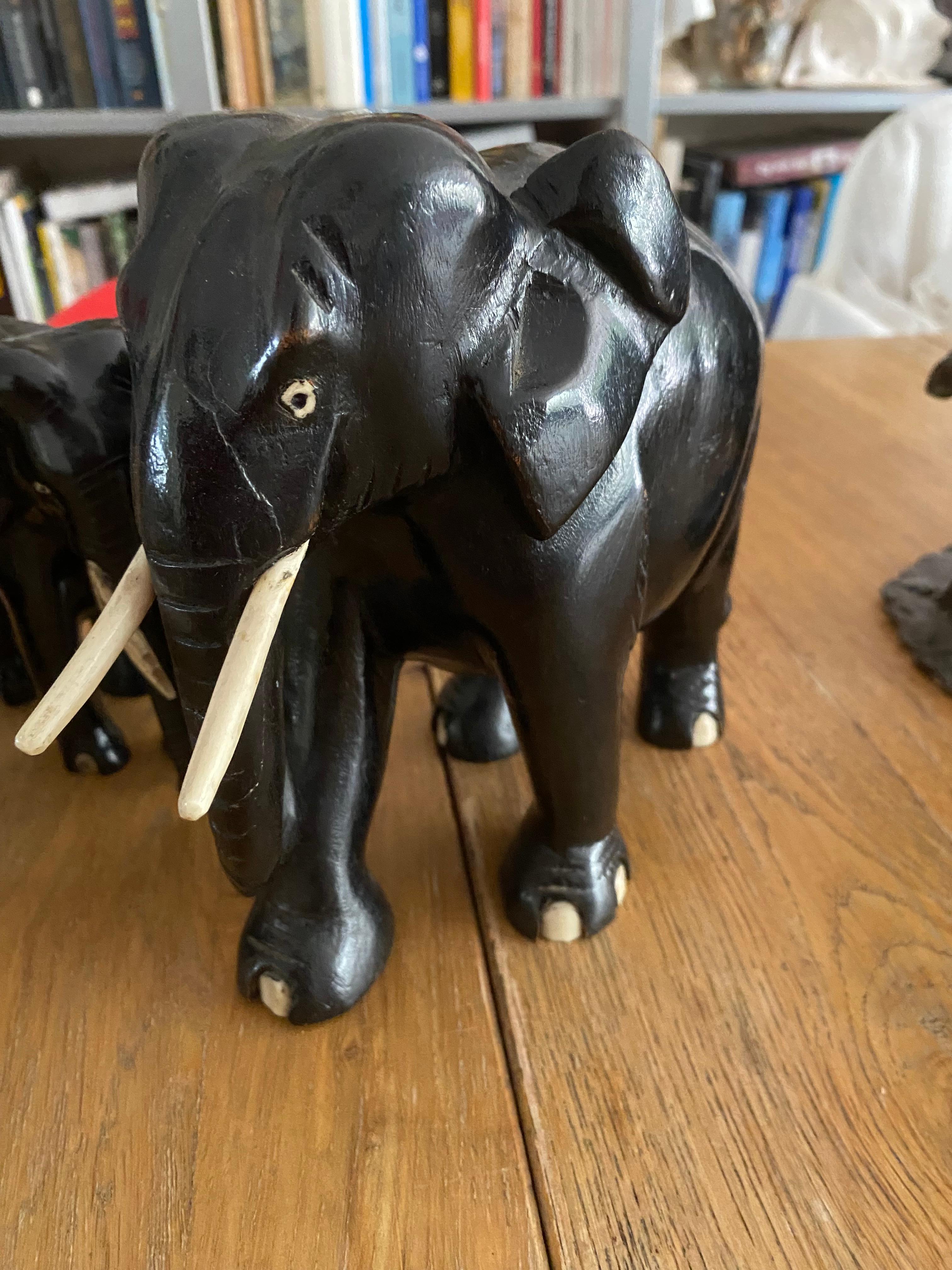 Art Deco Ebony Elephant Family of 3 For Sale 6