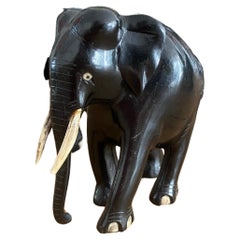 Art Deco Ebony Elephant Family of 3