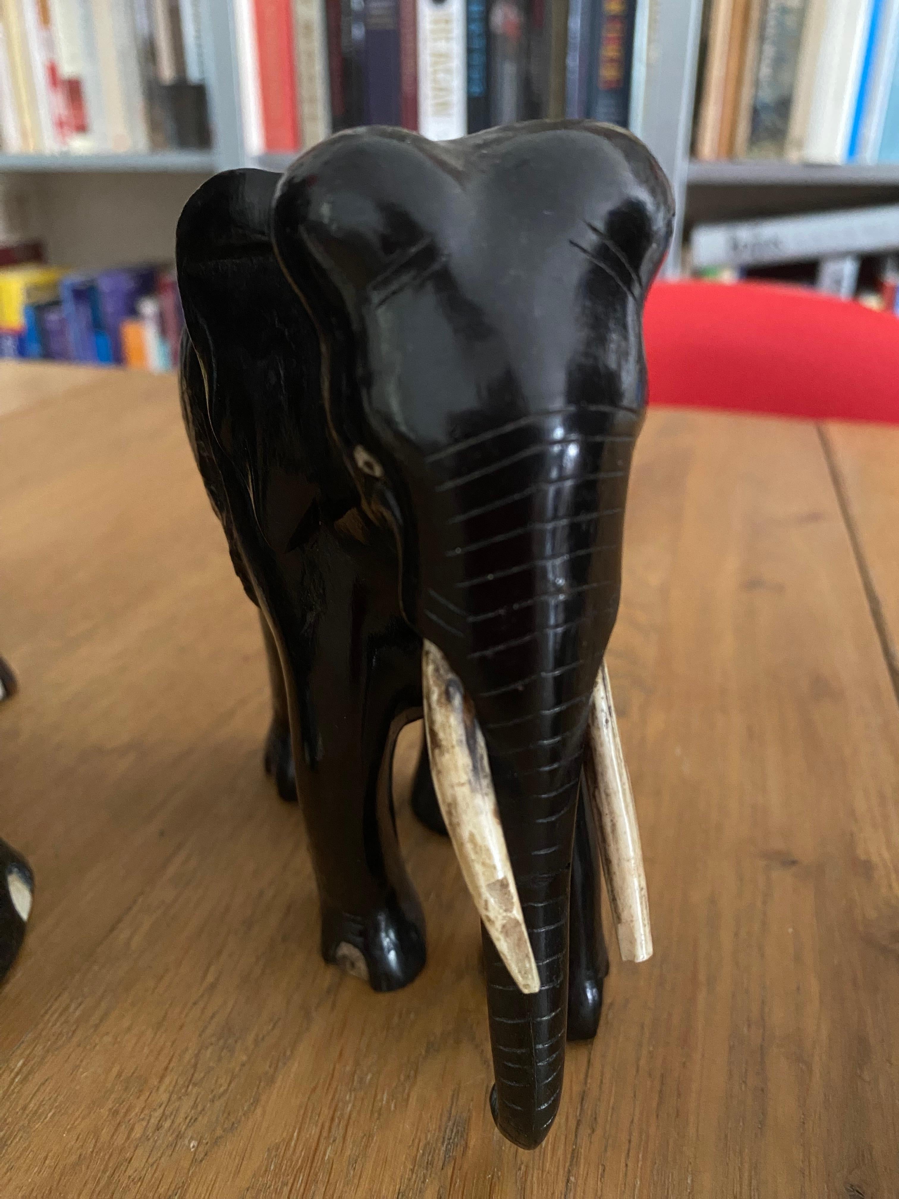 Art Deco Ebony Elephant Family of 3 For Sale 2