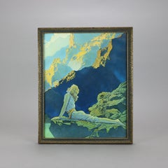 Art Deco Edison Mazda Print Wild Geese After Original by Maxfield Parrish, C1920