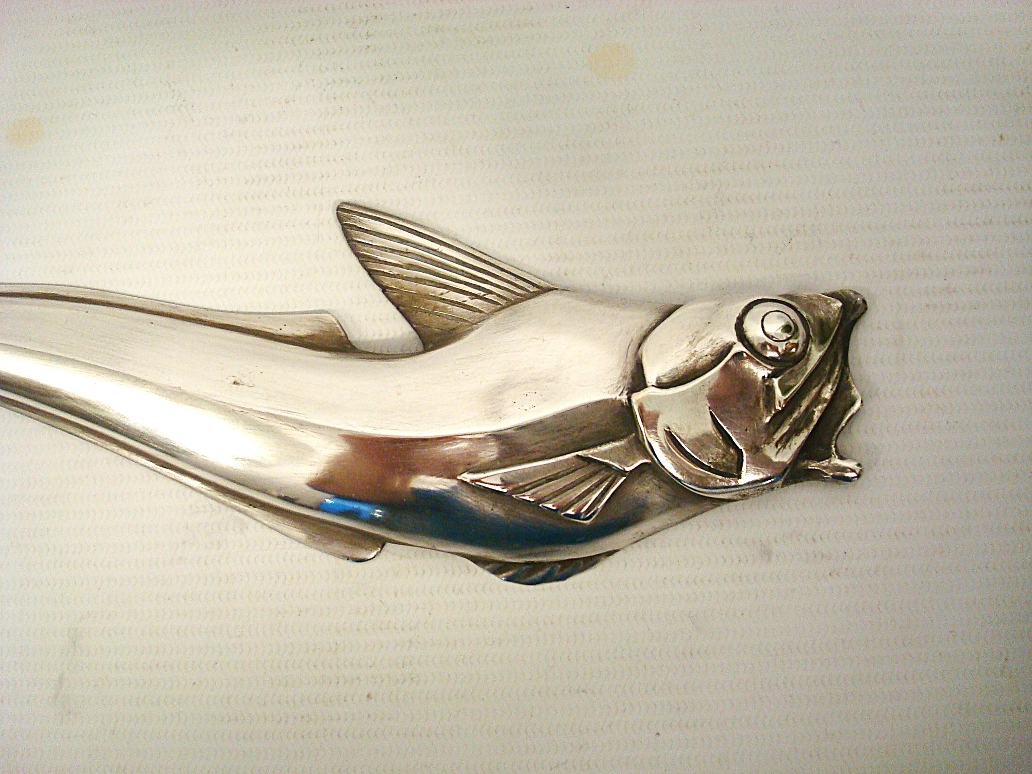 French Art Deco Édouard Marcel Sandoz Bronze Macrurus Desk Letter Opener For Sale