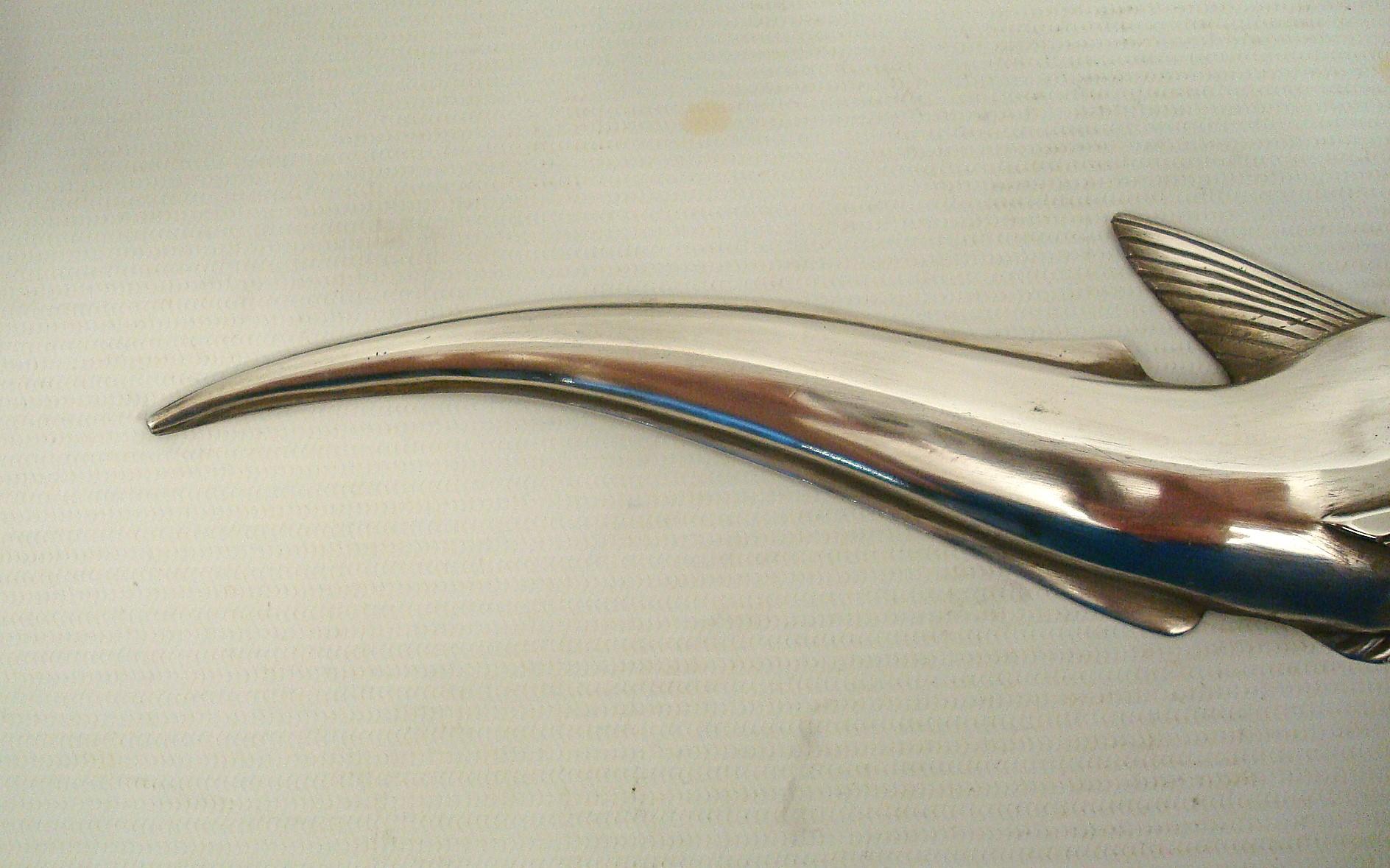 Silvered Art Deco Édouard Marcel Sandoz Bronze Macrurus Desk Letter Opener For Sale