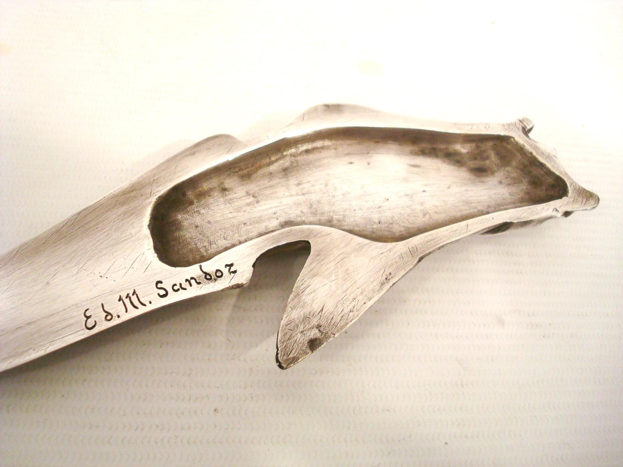 Art Deco Édouard Marcel Sandoz Bronze Macrurus Desk Letter Opener In Good Condition For Sale In Buenos Aires, Olivos