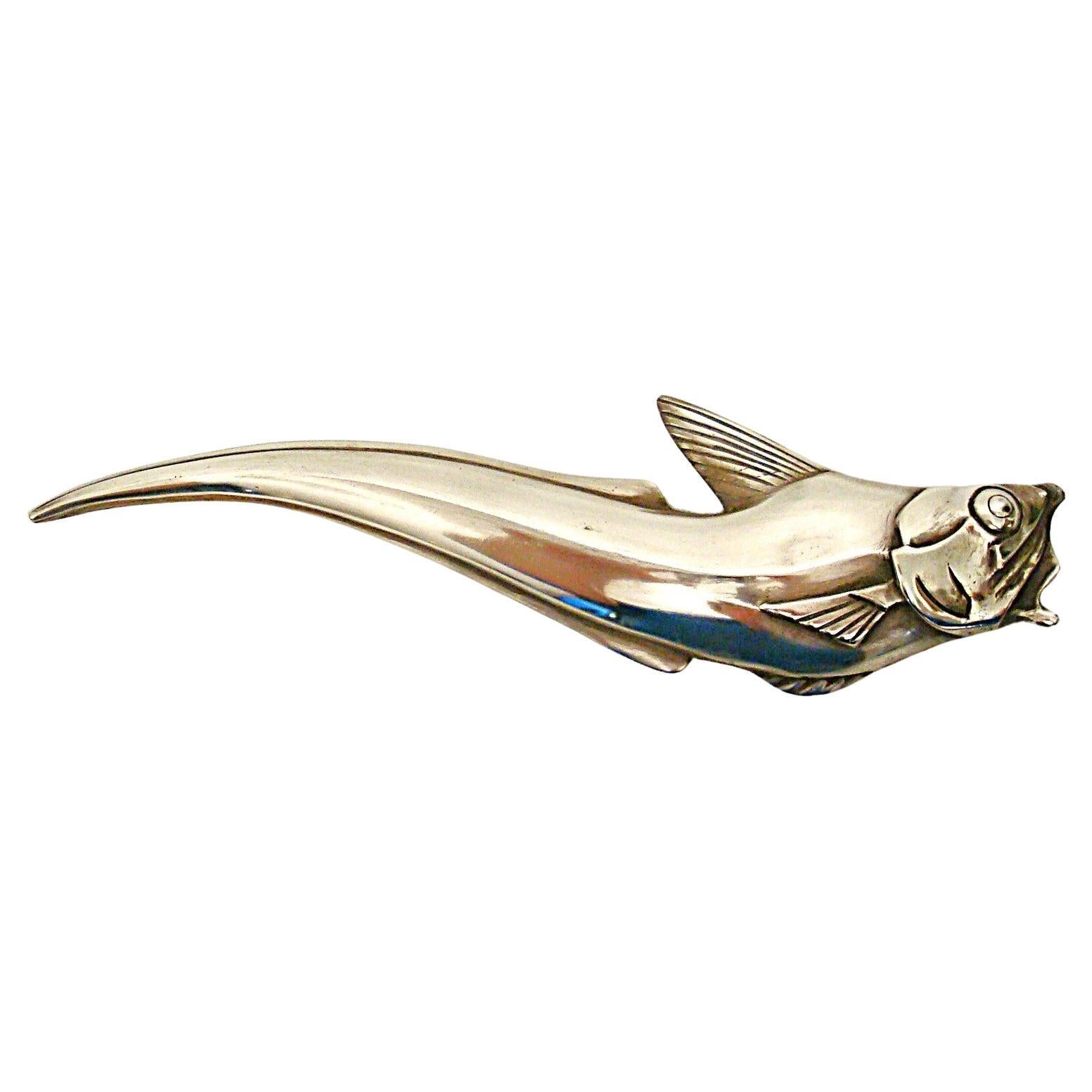 Art Deco Édouard Marcel Sandoz Bronze Macrurus Desk Letter Opener For Sale