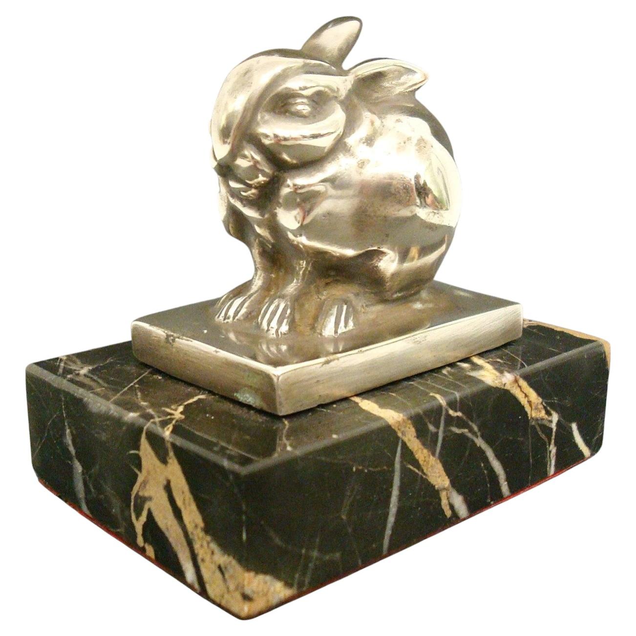 Art Deco Edouard Marcel Sandoz Little Gilt Bronze Lapin, Rabbit, Signed