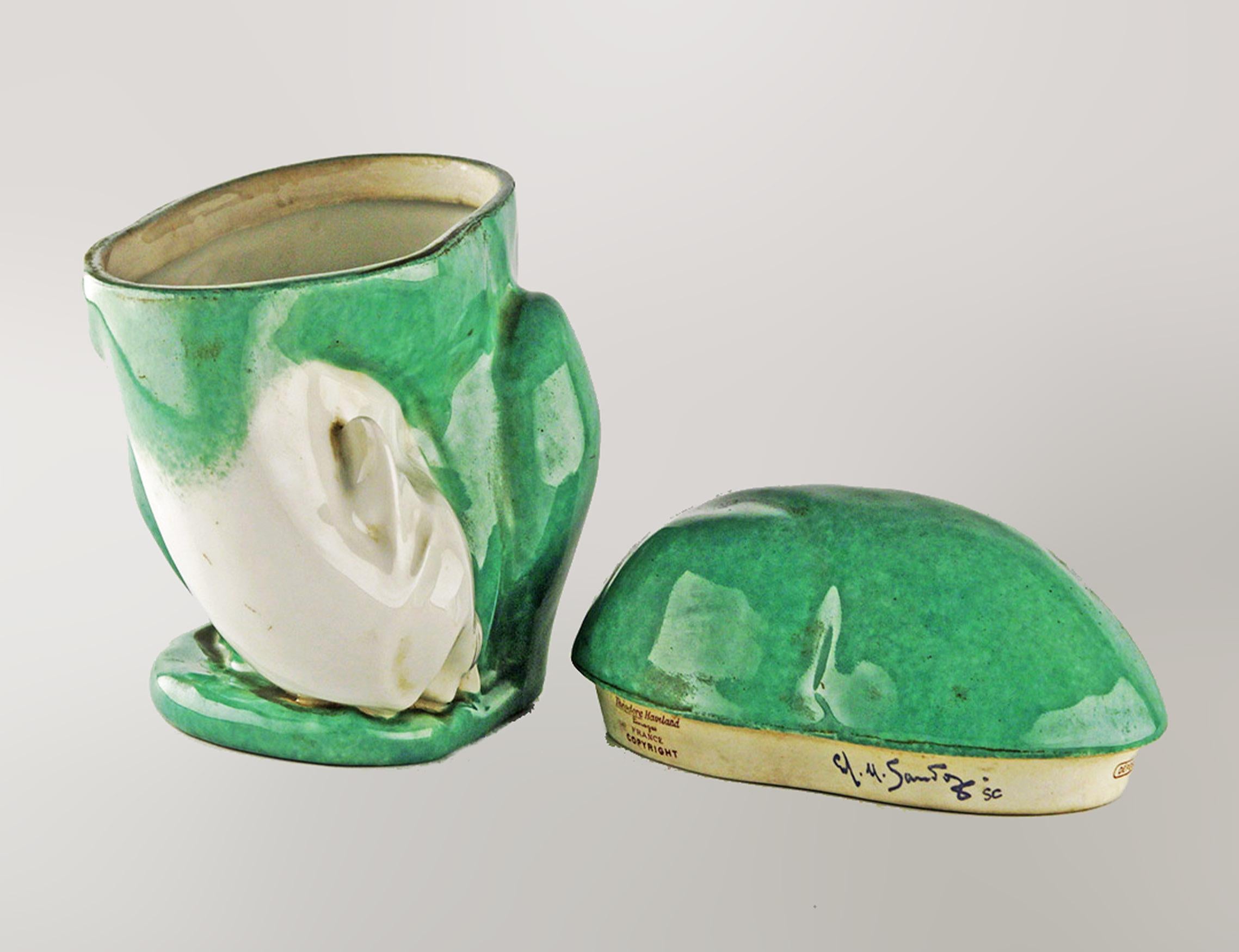 Art Deco Art Déco Édouard Marcel Sandoz's Porcelain Fox-Shapped Box for Theodore Haviland For Sale