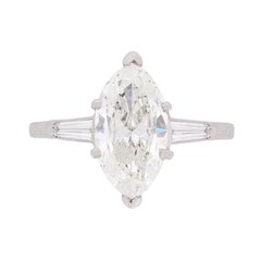 Art Deco EDR Certified 2.01 Carat Marquise Cut Diamond Engagement Ring