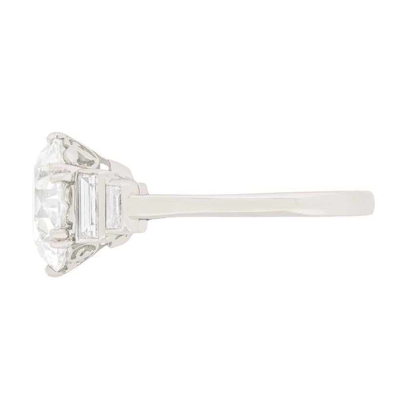 Taille vieille Europe Bague de fiançailles Art déco avec diamant taille transitionnelle de 3,67 carats certifié EDR en vente