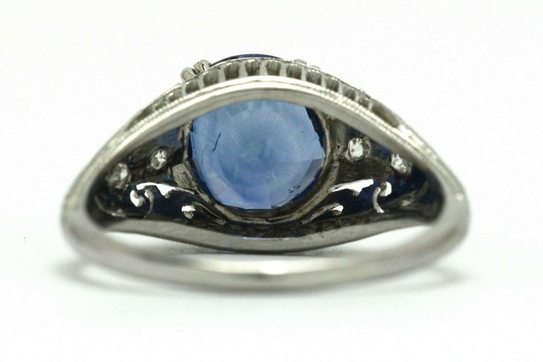 Art Deco Edwardian Blue Sapphire Diamond Filigree Gem Solitaire ...