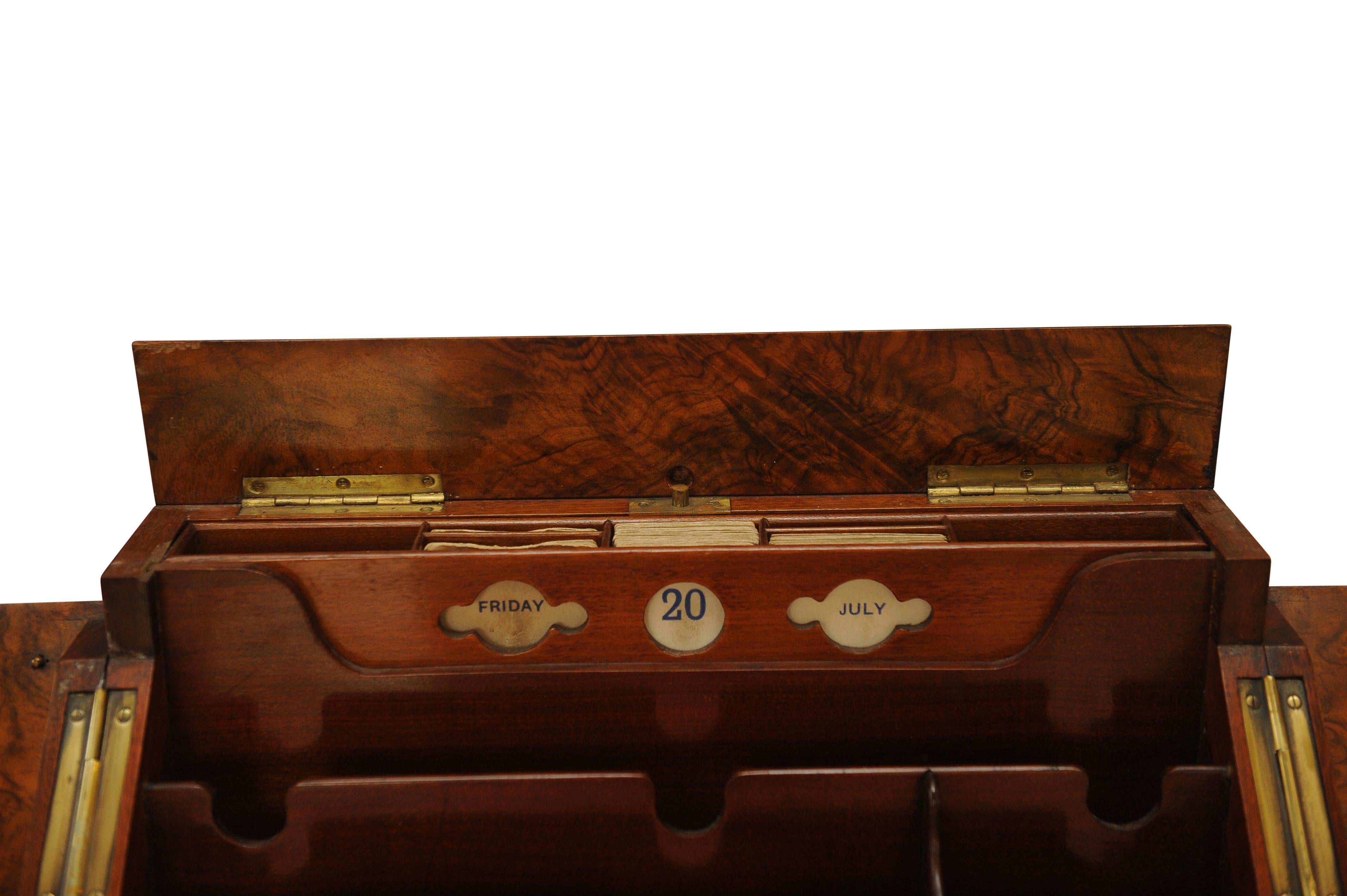 Art Deco, Edwardian Burr Walnut Desk Organizer, Includes Calendar and Storage.

A Wonderful Example of Craftsmanship, That Will Do Justice To Any Desk or Study.