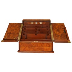 Art Deco, Edwardian Burr Walnut Desk Organizer, Includes Calendar and Storage