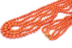 Art Deco Edwardian necklace flapper, long coral beads necklace