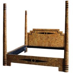 Art Deco Eggshell Lacquer Four Poster Bed