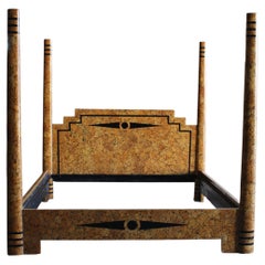 Art Deco Eggshell Lacquer Four Poster Bed