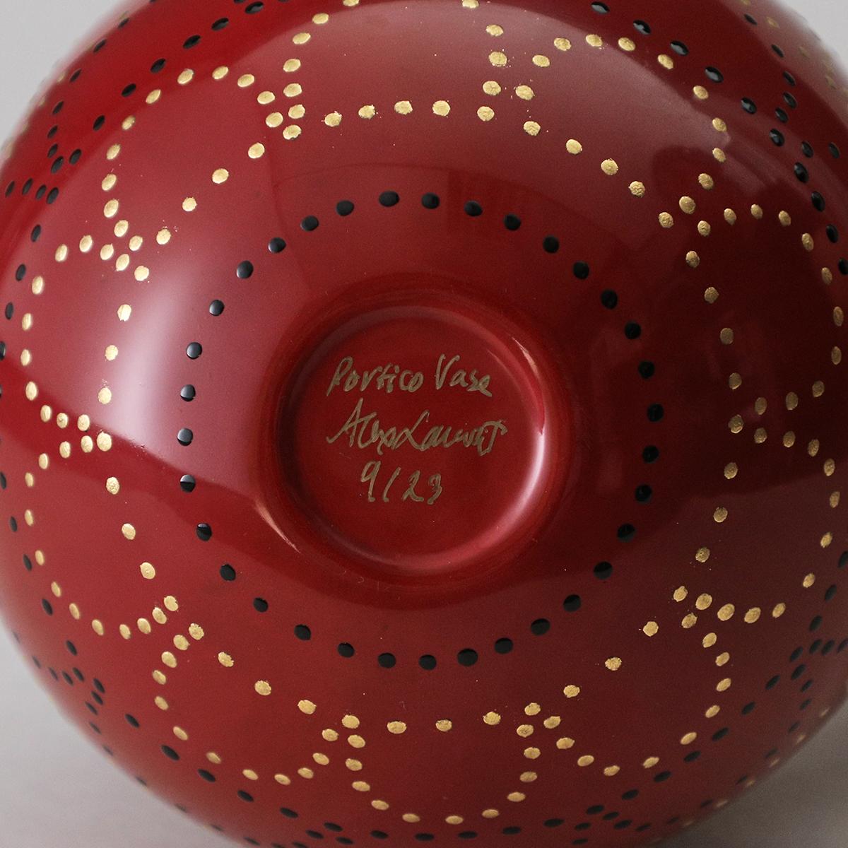 Hand-Painted Art Deco Lacquered Mercury Vase Alexander Lamont Portico Design For Sale