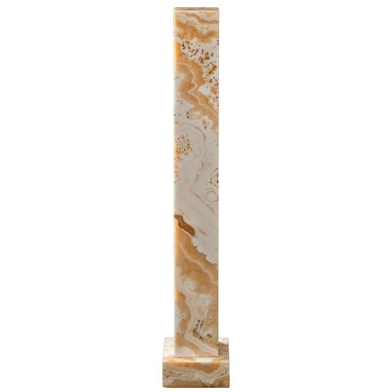 Art Deco Egyptian Alabaster Square Column Pedestal In Good Condition For Sale In New York, NY