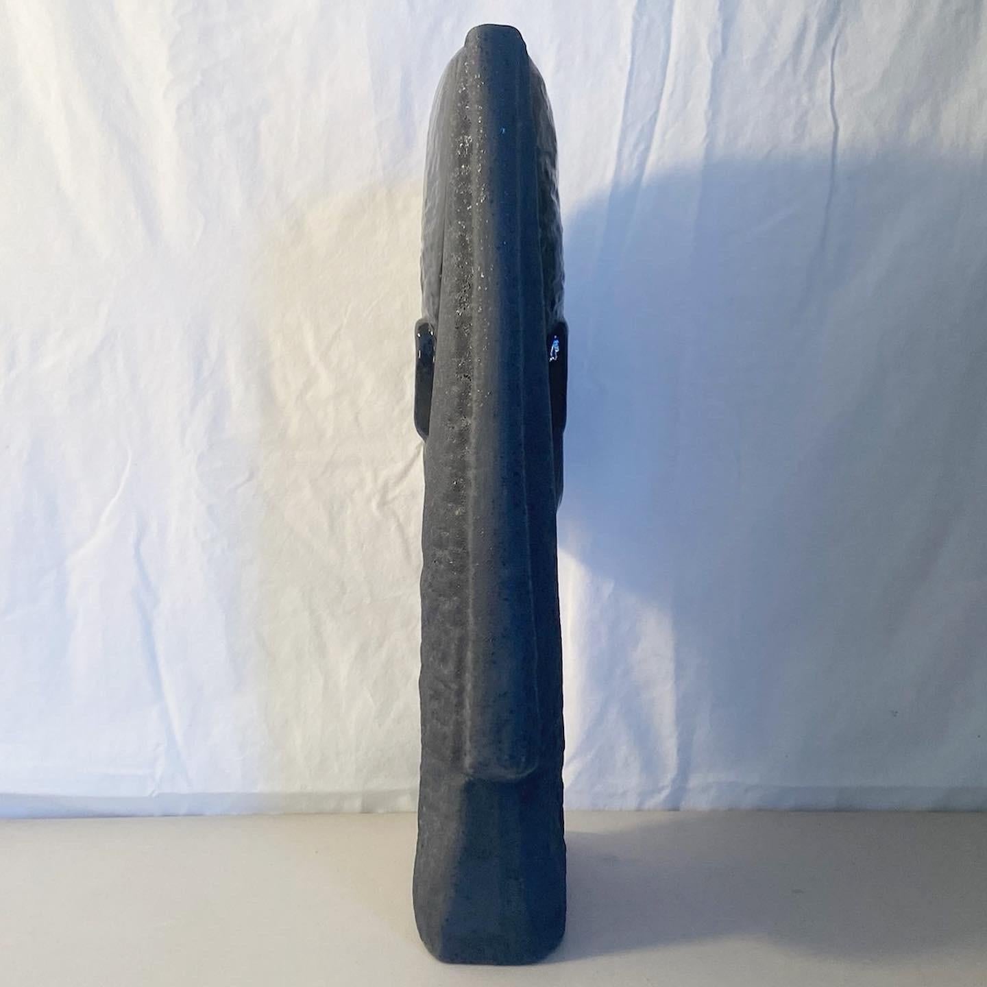 Art Deco Egyptian Black Ceramic Sculpture In Good Condition In Delray Beach, FL