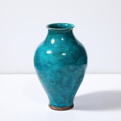 Art Deco Egyptian Faience Glaze Vase Signed Leon Volkmar for Durant Kilns