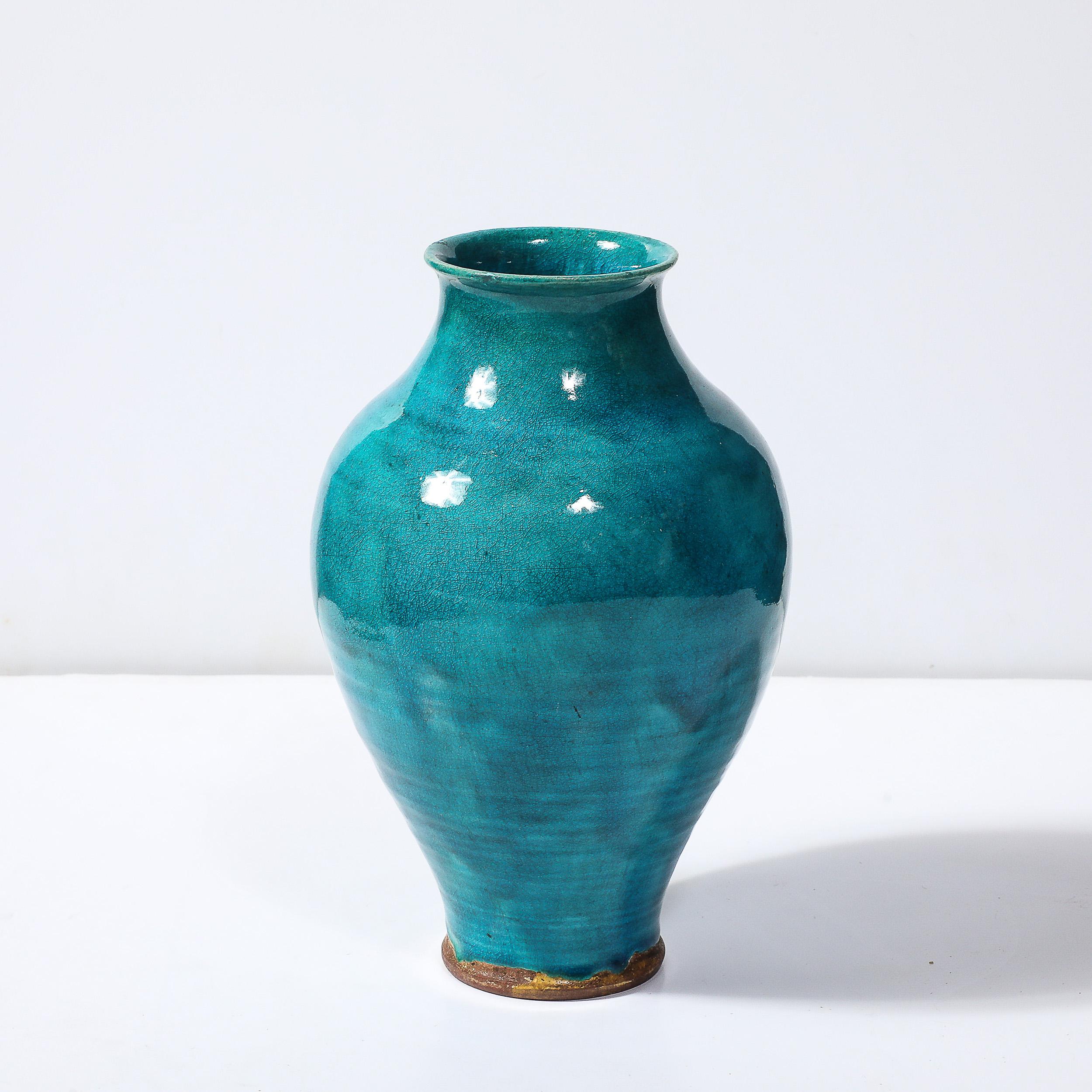 Ägyptische Fayence-Glasurvase im Art déco-Stil, signiert Leon Volkmar für Durant Kilns (amerikanisch) im Angebot