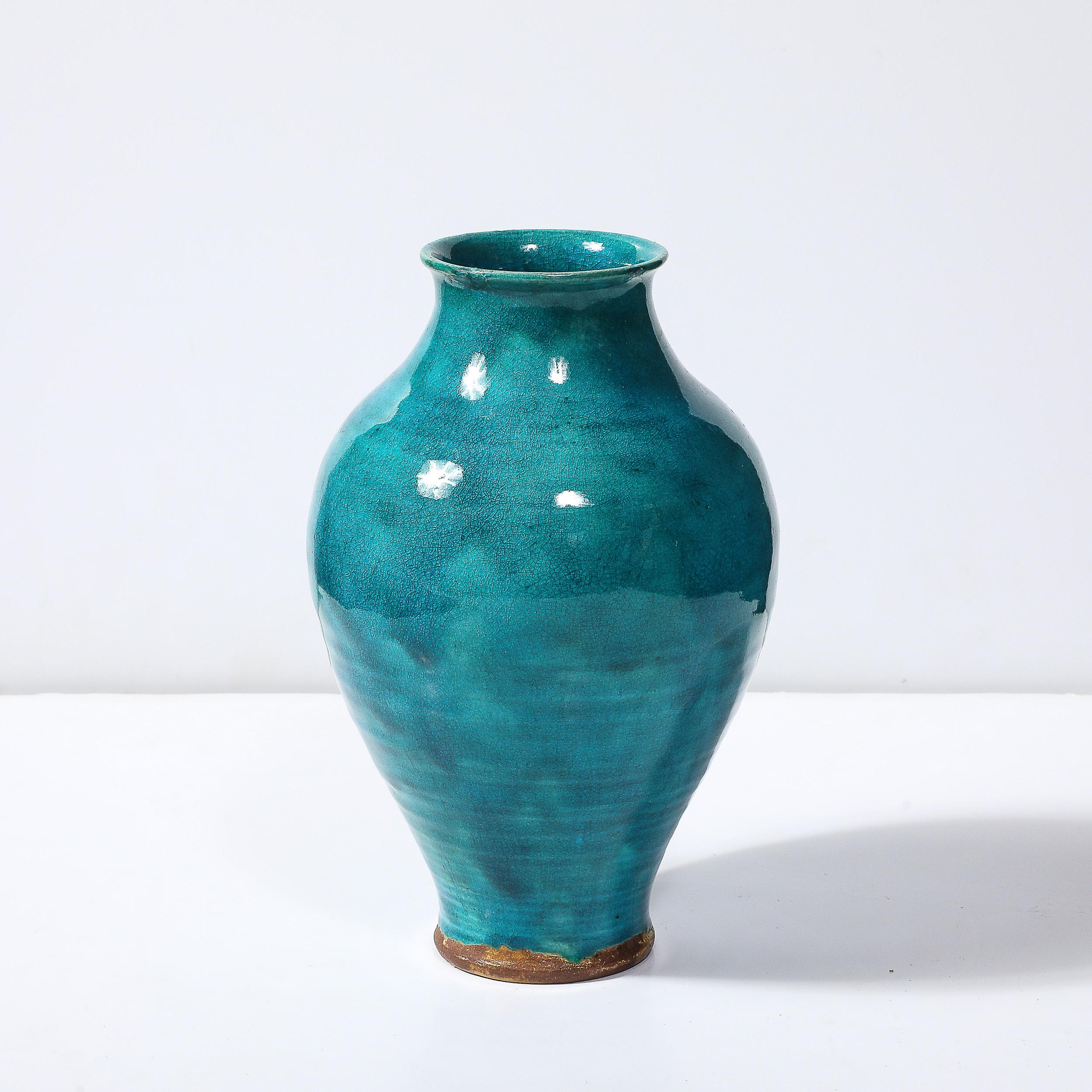 Ägyptische Fayence-Glasurvase im Art déco-Stil, signiert Leon Volkmar für Durant Kilns im Zustand „Hervorragend“ im Angebot in New York, NY