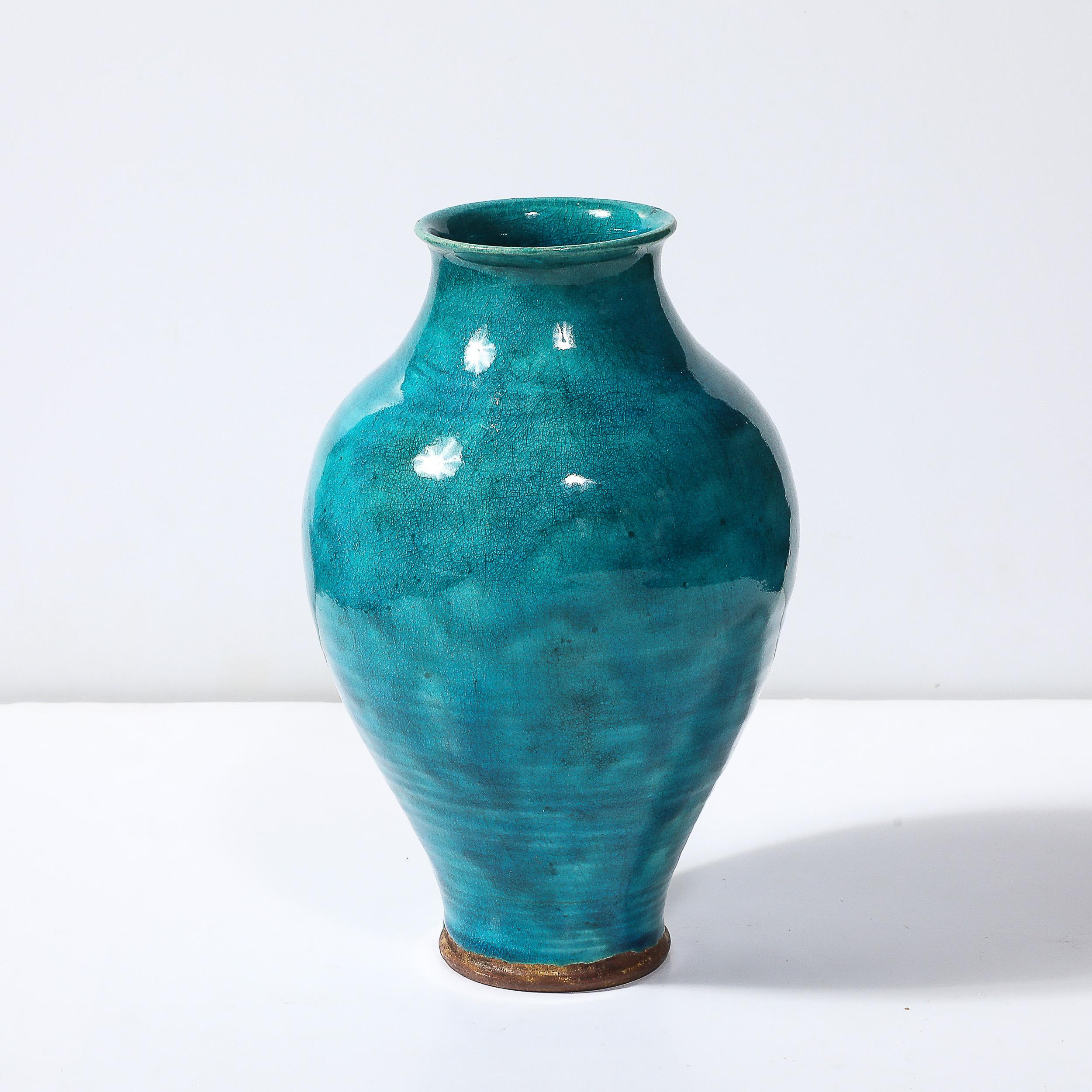 Ägyptische Fayence-Glasurvase im Art déco-Stil, signiert Leon Volkmar für Durant Kilns im Angebot 1
