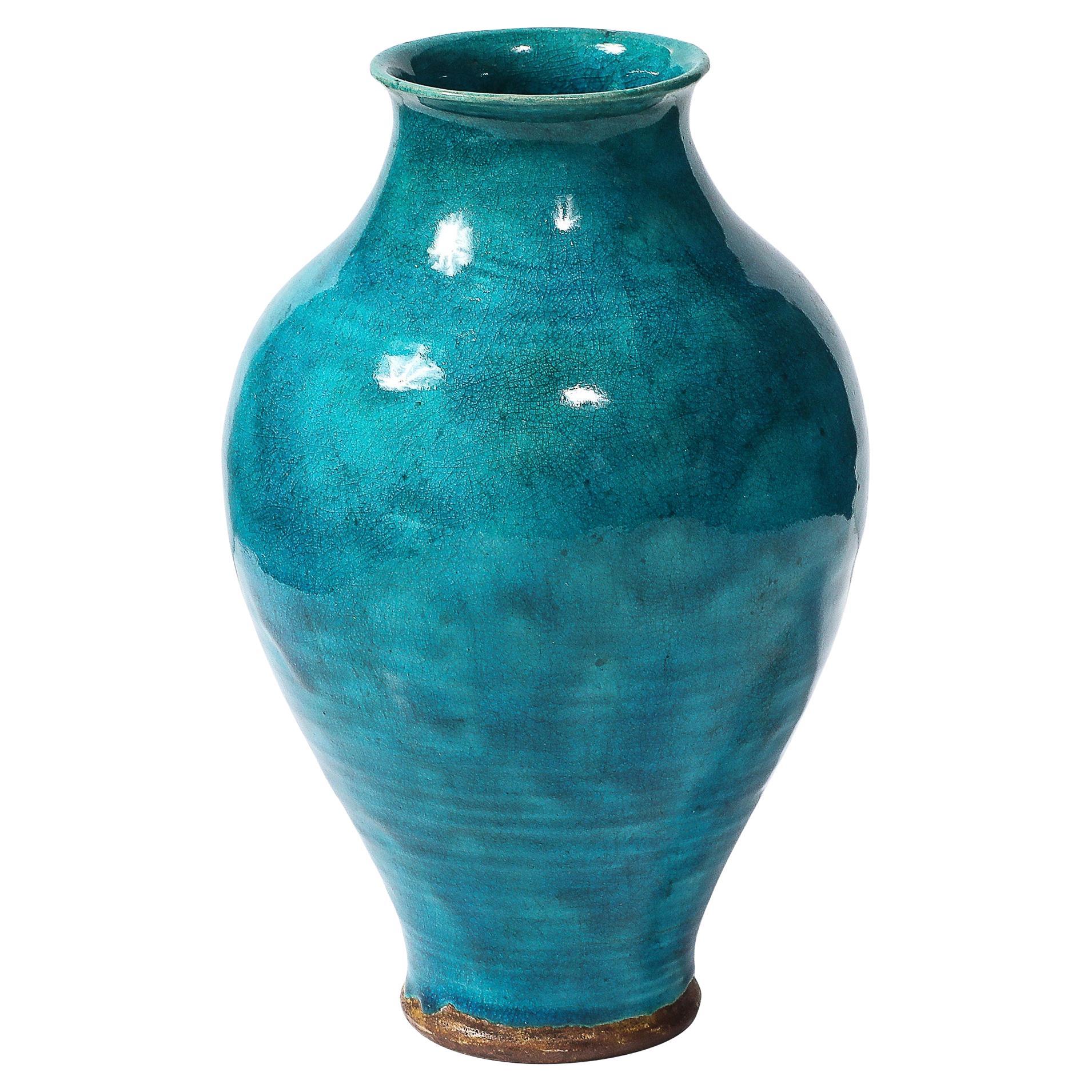 Ägyptische Fayence-Glasurvase im Art déco-Stil, signiert Leon Volkmar für Durant Kilns im Angebot