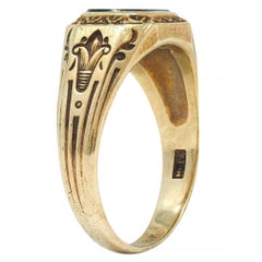 Art Deco Egyptian Revival Bloodstone 14 Karat Yellow Gold Antique Signet Ring