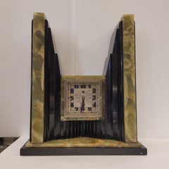 Art Deco Egyptian Revival Clock and Obelisks by ATO
