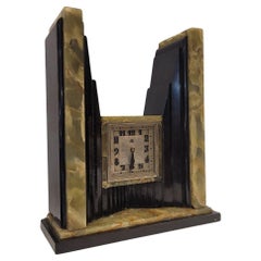 Art Deco Egyptian Revival Clock and Obelisks by ATO