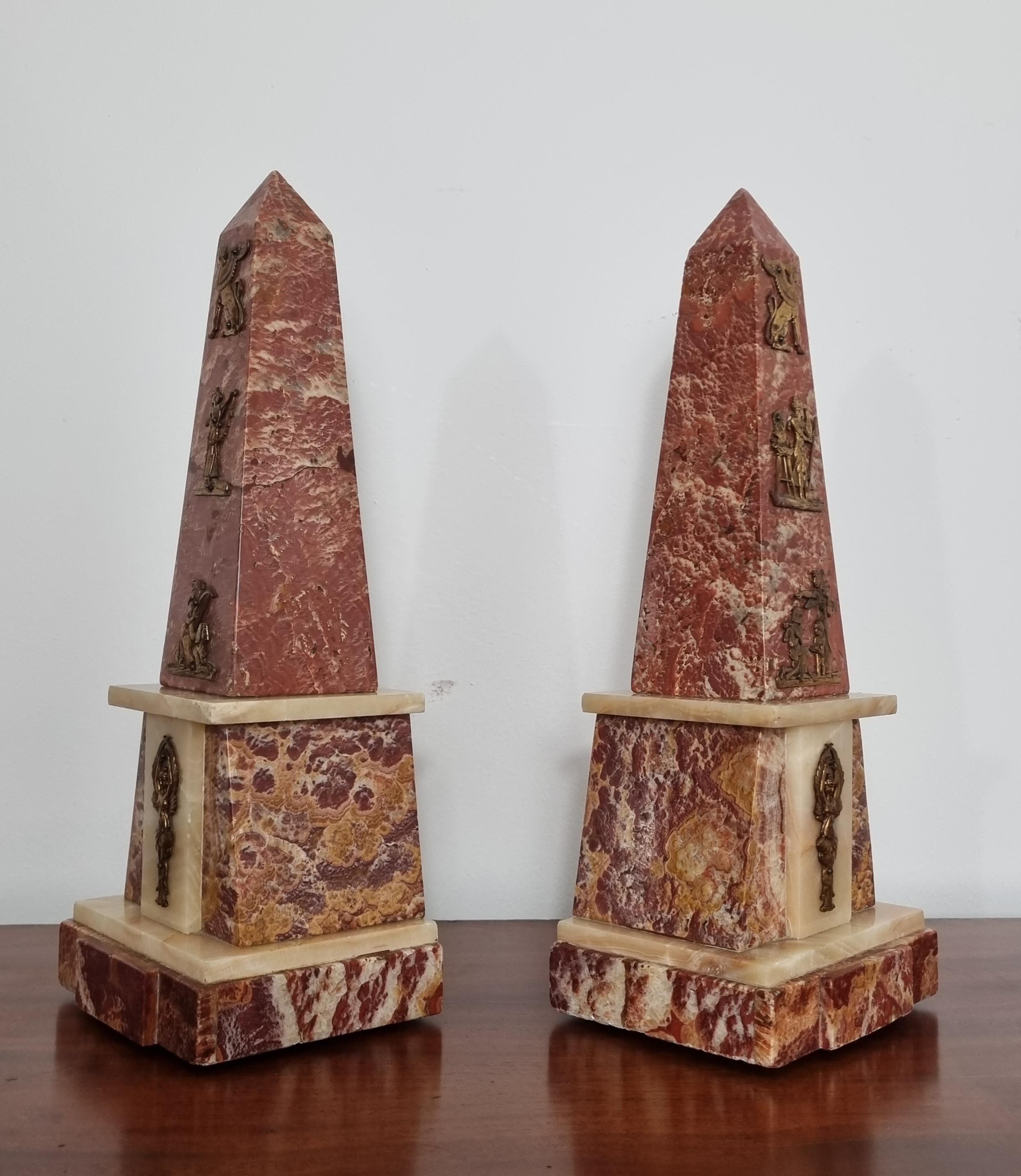 Art Deco Egyptian Revival Clock Set with Pair of Obelisks For Sale 10
