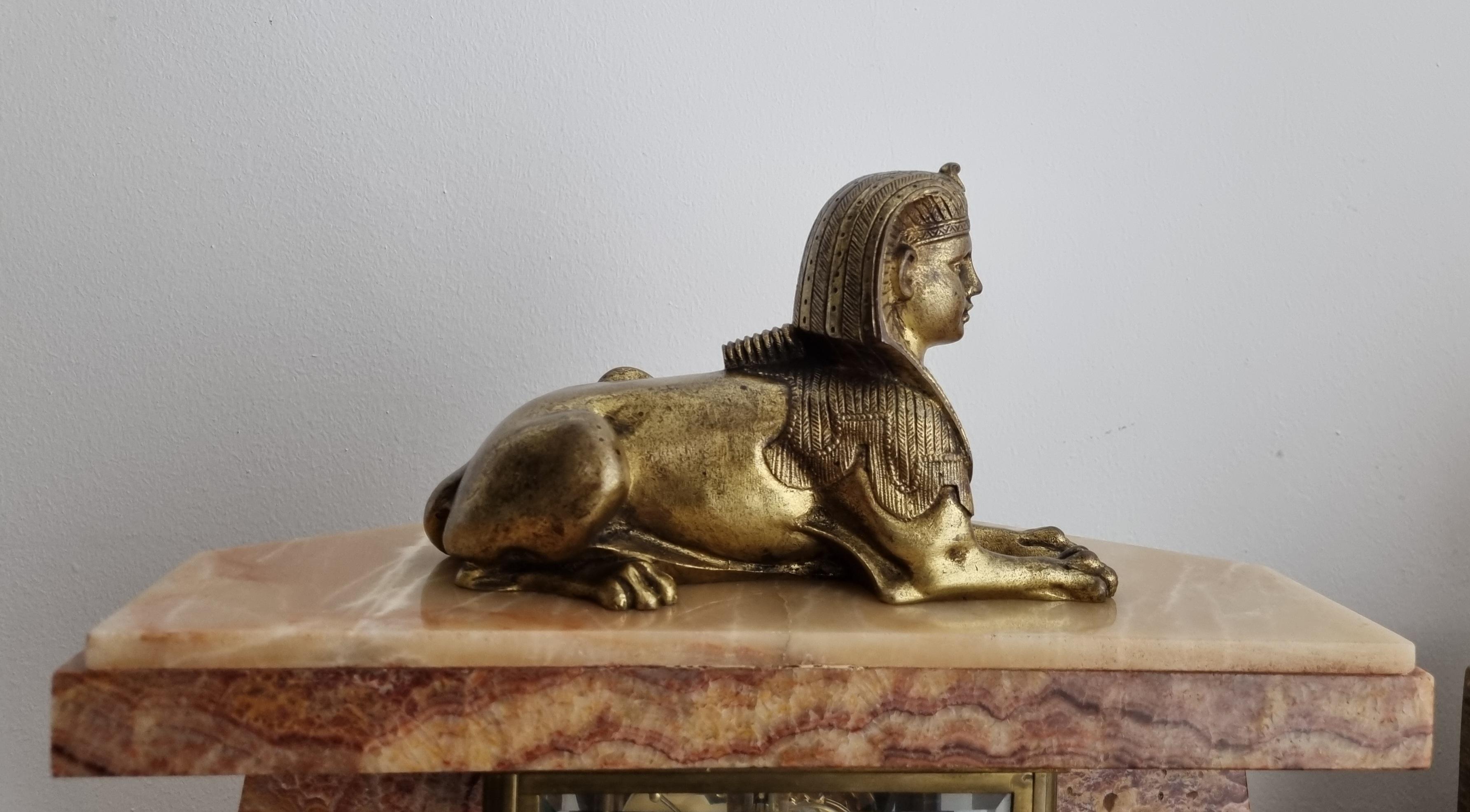 Art Deco Egyptian Revival Clock Set with Pair of Obelisks For Sale 13
