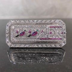 Egyptian Revival Hieroglyphic Bird Diamond Ruby Sapphire Emerald Onyx Brooch