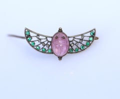 Art Deco Ägyptisches Revival Turmalin Smaragde Skarabäus Käfer Viеnа Gold, 1920