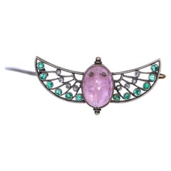 Art Deco Egyptian Revival Tourmaline Emeralds Scarabaeus Beetle Viеnа Gold, 1920