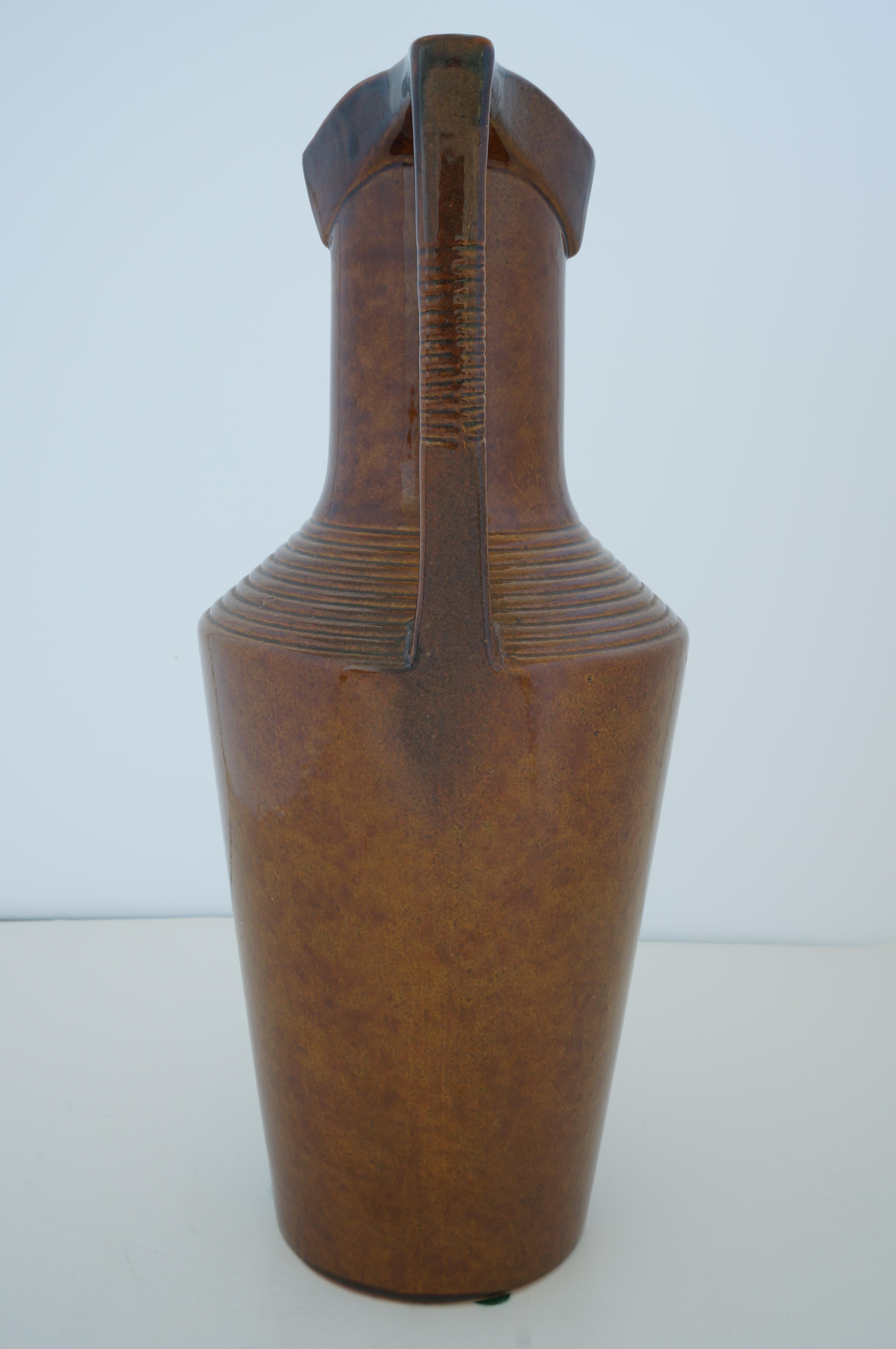 Glazed Art Deco Egyptian Revival Vase For Sale