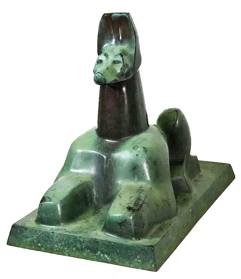 Art Decó americano
Roman Bronze Works, Nueva York
Anubis
Bronce patinado
Alrededor de 1920
DIMENSIONES
Altura: 86,36 cm (34 pulg.)
Anchura: 43,18 cm (17 pulg.)
Profundidad: 7,62 cm (3 pulg.)

ACERCA DE
Una escultura Art Decó de bronce de Anubis, el