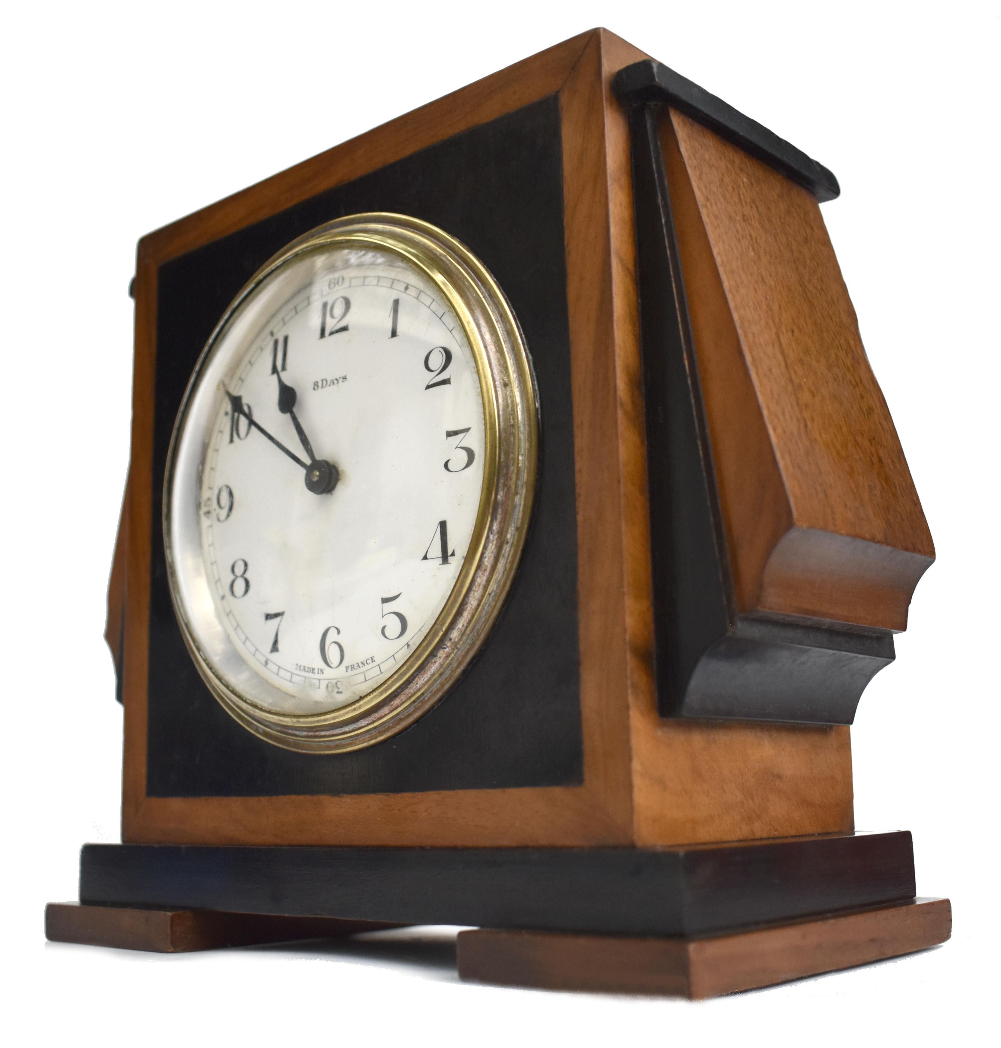 Art Deco Eight Day French Mantle Clock, c1930 In Good Condition For Sale In Devon, England
