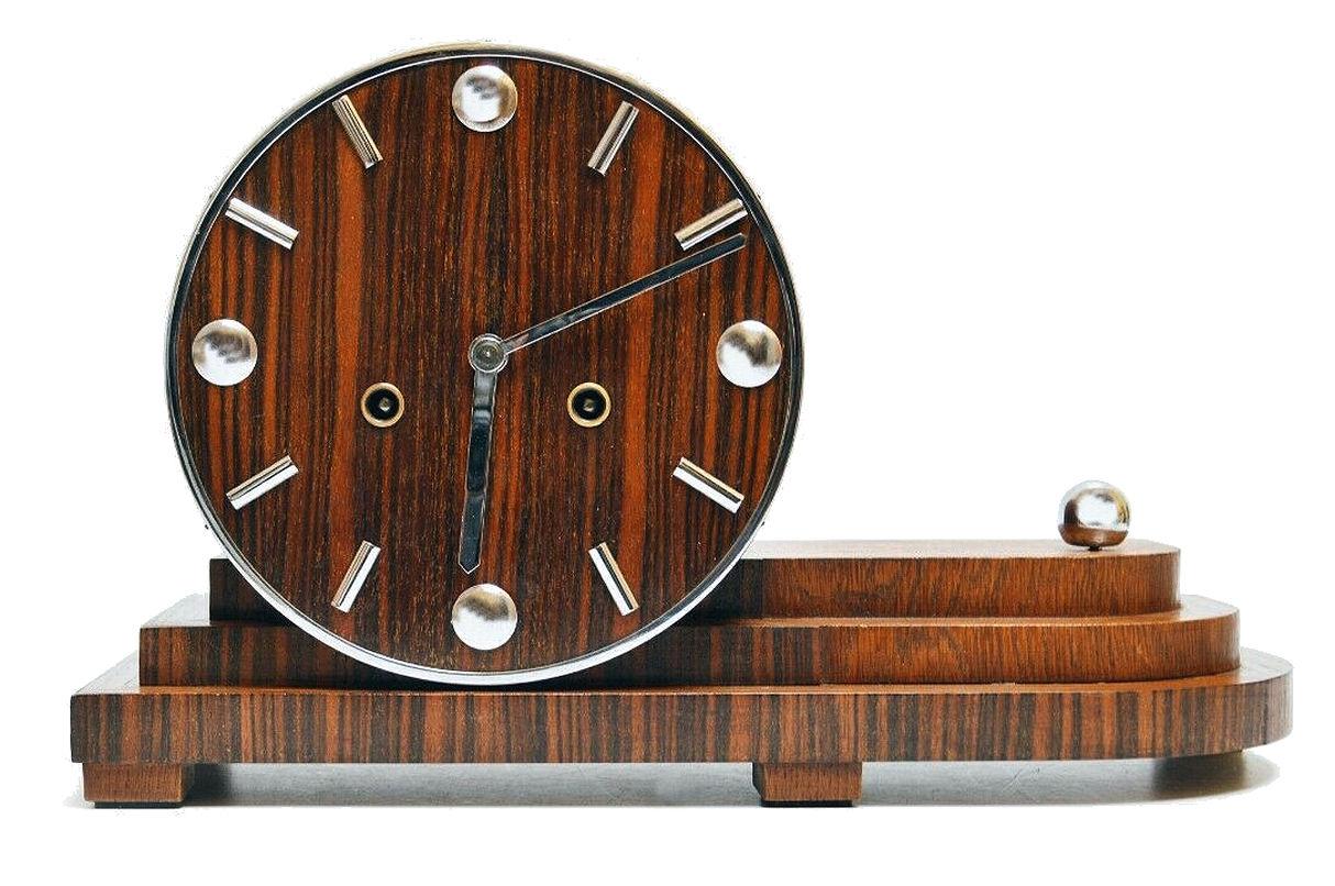 Art Deco Eight Day Mantel Chiming Clock by Junghans, C1930 2