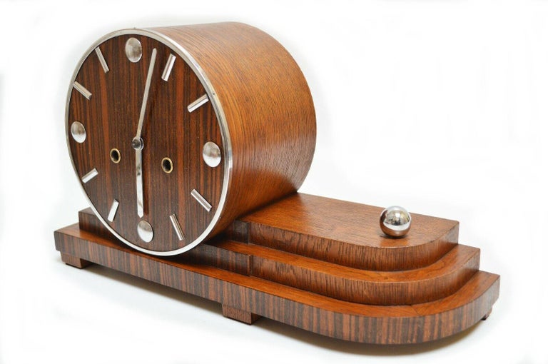 German Art Deco Eight Day Mantel Chiming Clock by Junghans, C1930 For Sale
