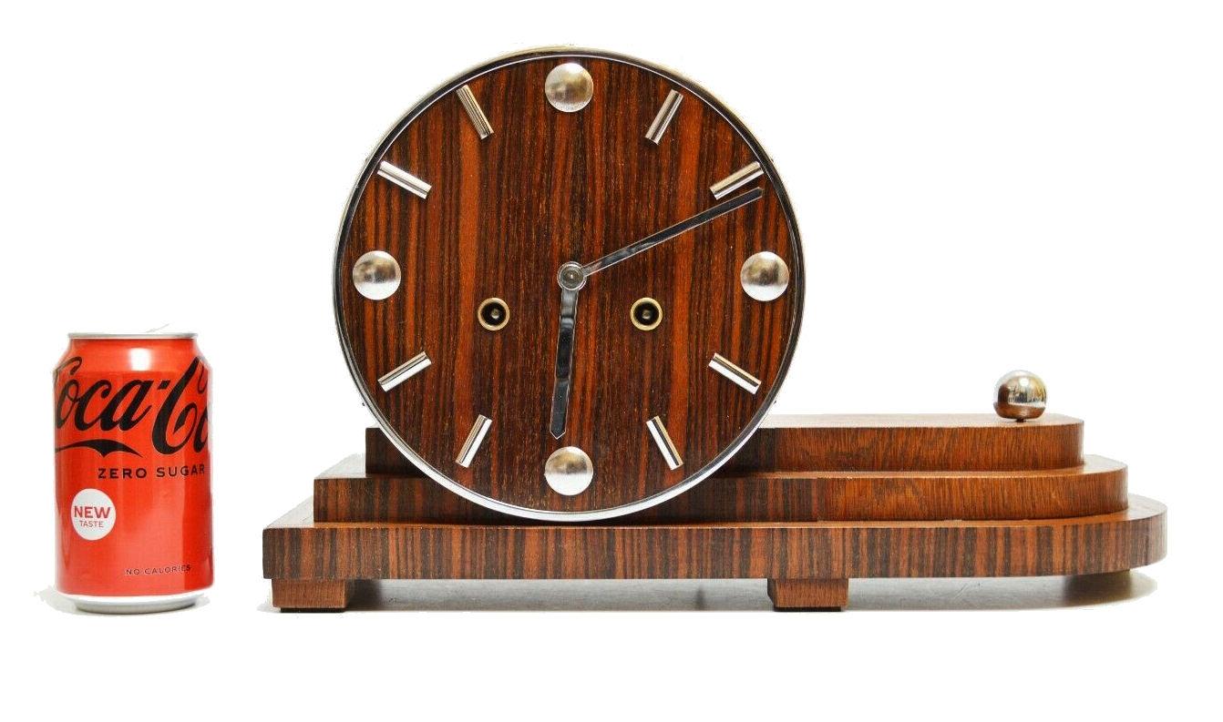 Bauhaus Art Deco Eight Day Mantel Chiming Clock by Junghans, C1930