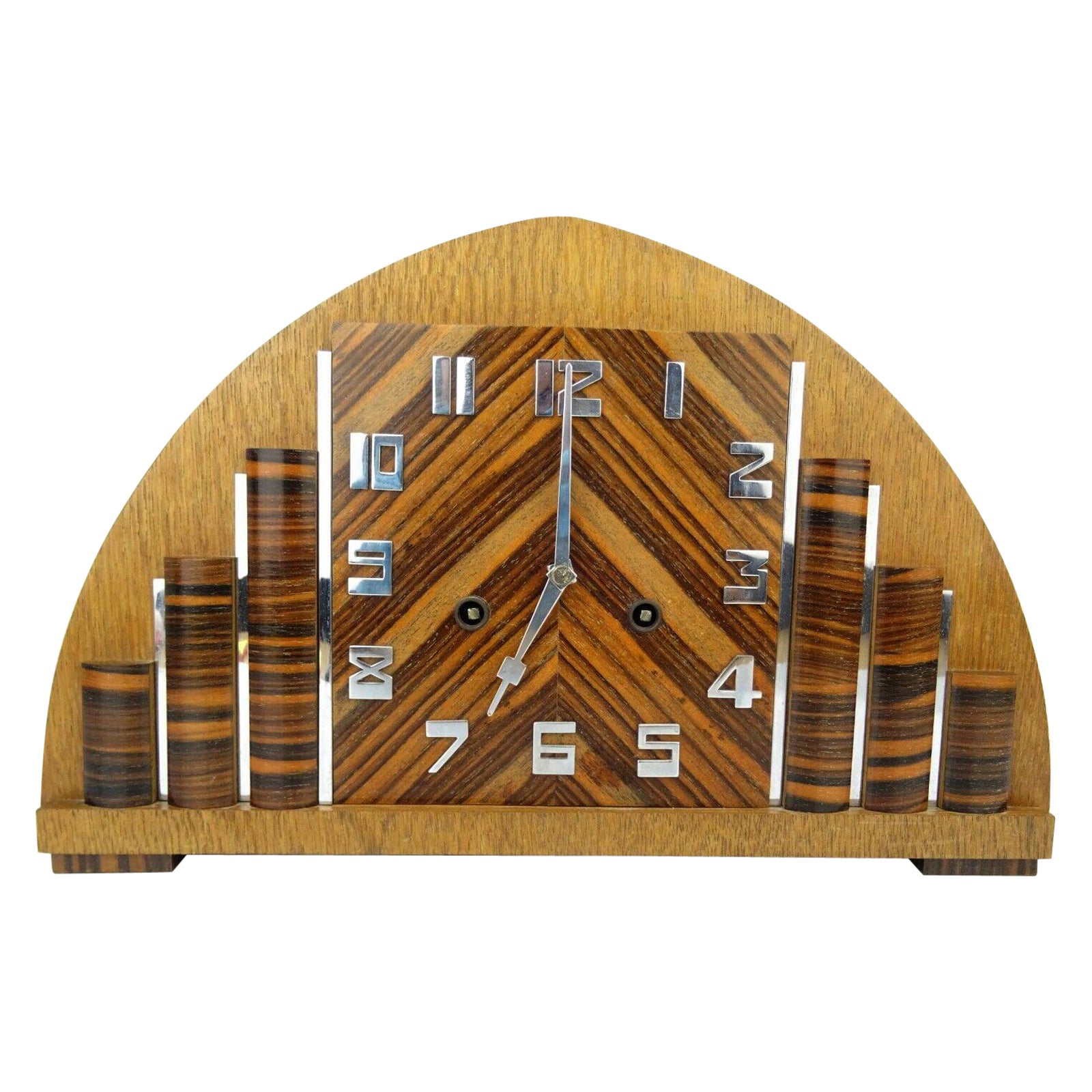 Art déco Acht-Kaminuhr im Art déco-Stil von Pfeilkreuz Junghans, um 1930