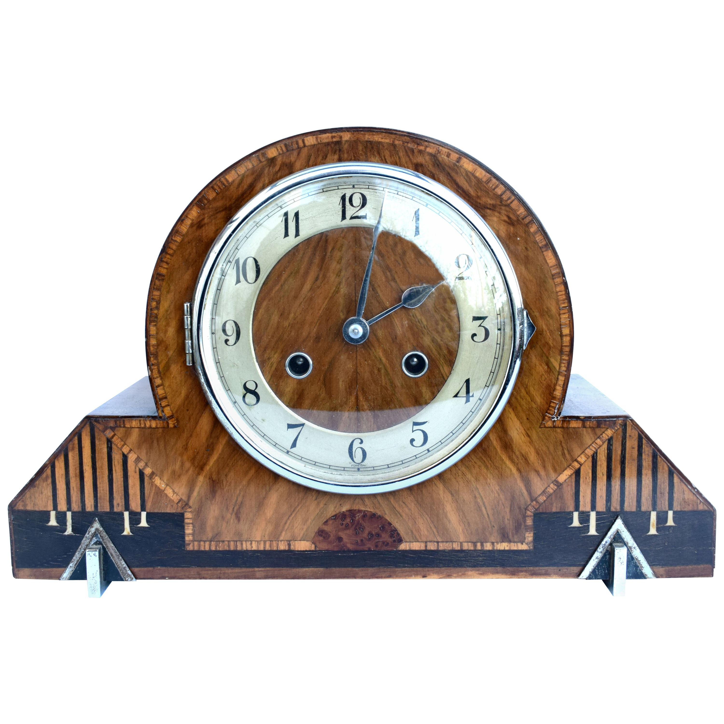 Art Deco Eight Day Striking Mantle Clock by Thomas Haller, c1930
