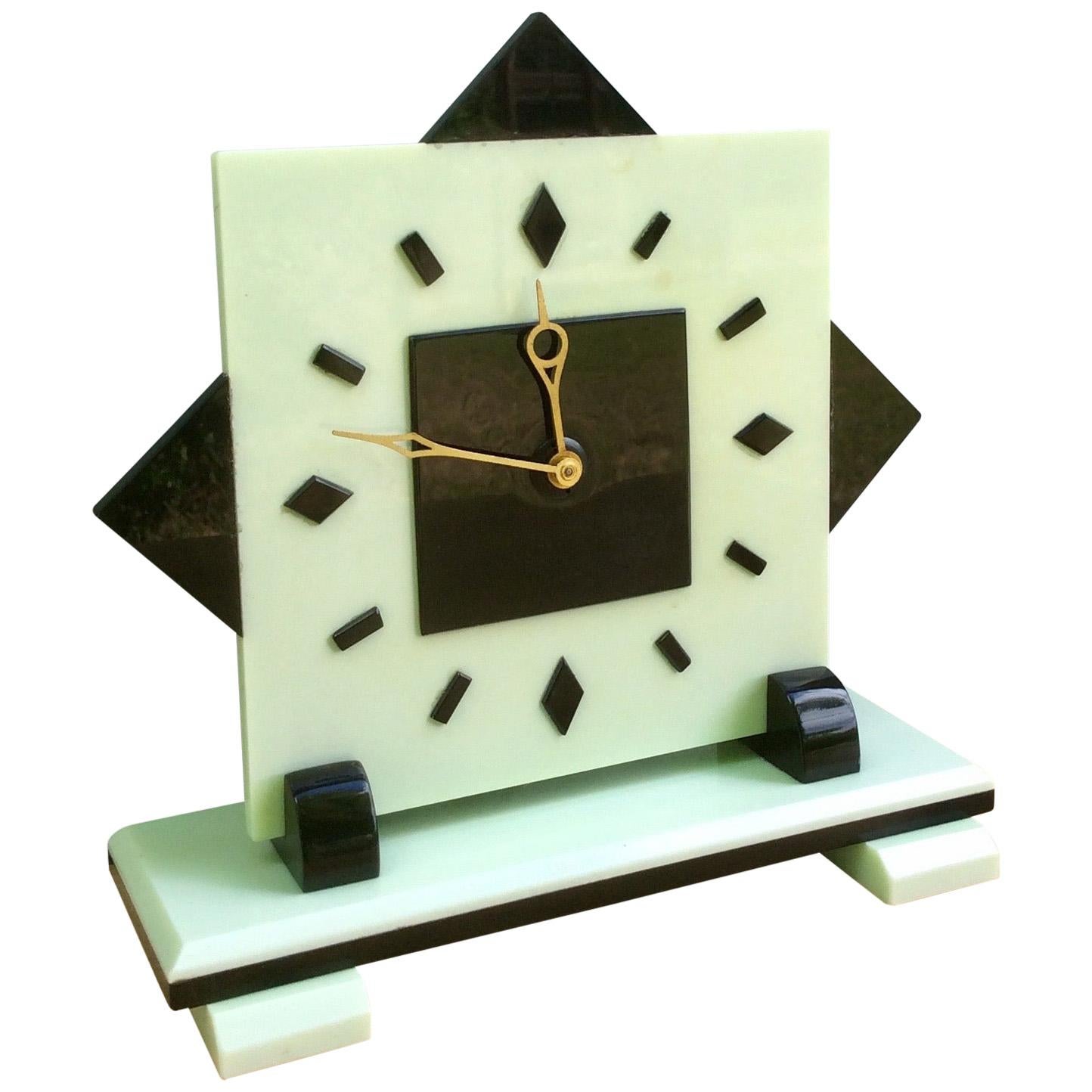 Horloge de cheminée électrique Bakerlite Art Déco