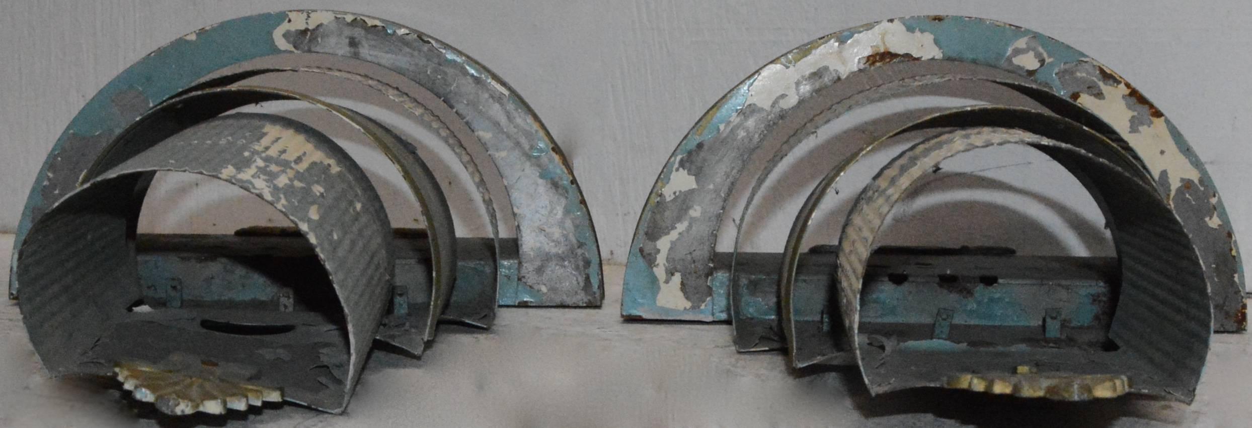 Art Deco Electrified Metal Sconces, Pair In Fair Condition For Sale In Cookeville, TN