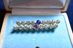 Belle Époque Ruby Sapphire and Diamonds 4 Carats Barrete Brooch